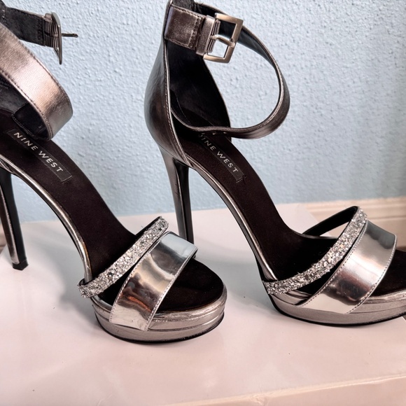 Nine West Firstmet Silver Stilleto sandals - Picture 4 of 4